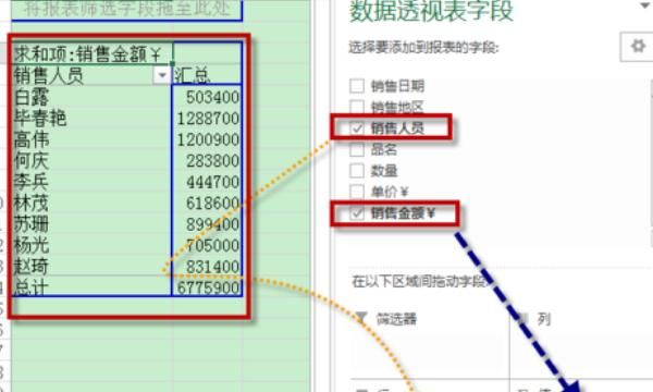 如何在Excel中创建数据透视表，如何将数据透视表行？图6