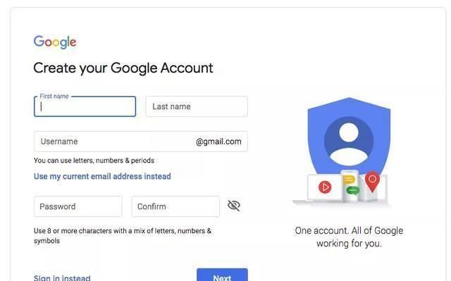 如何创建一个Google帐户？通用Gmail YouTube的谷歌账户